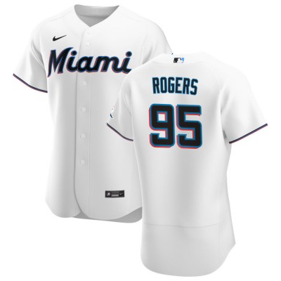 Miami Miami Marlins #95 Trevor Rogers Men's Nike White Home 2020 Authentic Player MLB Jersey